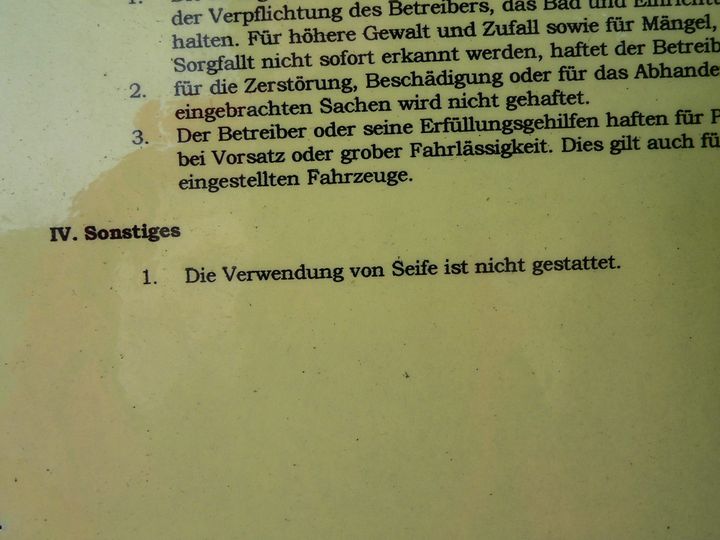 Seife nicht gestattet. Foto: Hufner Seife nicht gestattet. Foto: Hufner